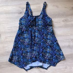 Swimsuits For All Blue Floral Tankini Women’s Size 16